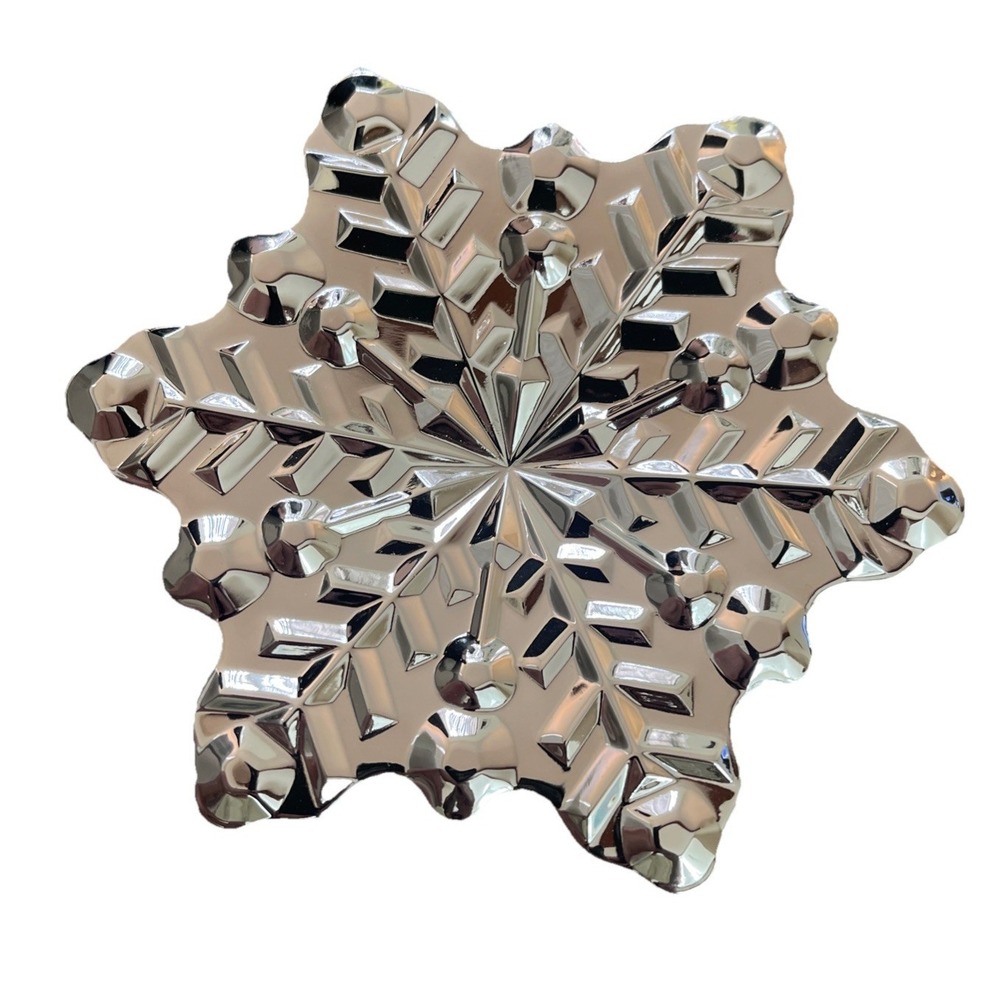 For Your Ease Only 2007 Silver Tone Metal Snow Flake Trinket Box Felt Lined